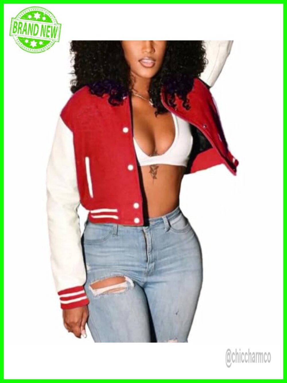 ThusFar Women's Cropped Bomber Jacket Slim Fit Polyester Button Down Baseball